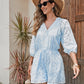 Bohemian Summer Romper For Women - Lightweight Cotton Playsuit With Embroidery, V-Neck, And Stretch Waist For Beach Vacation