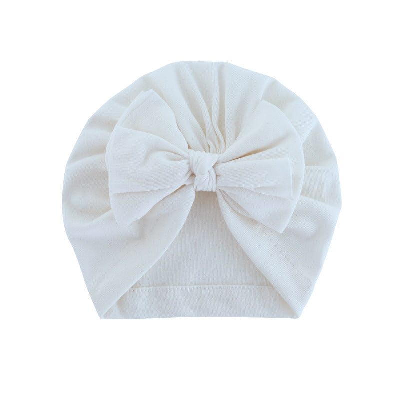 Hooded Hat with Bowknot Wrapped Turban Solid Color Hat