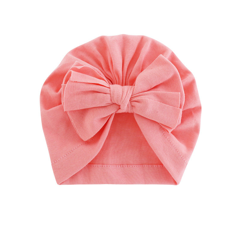 Hooded Hat with Bowknot Wrapped Turban Solid Color Hat