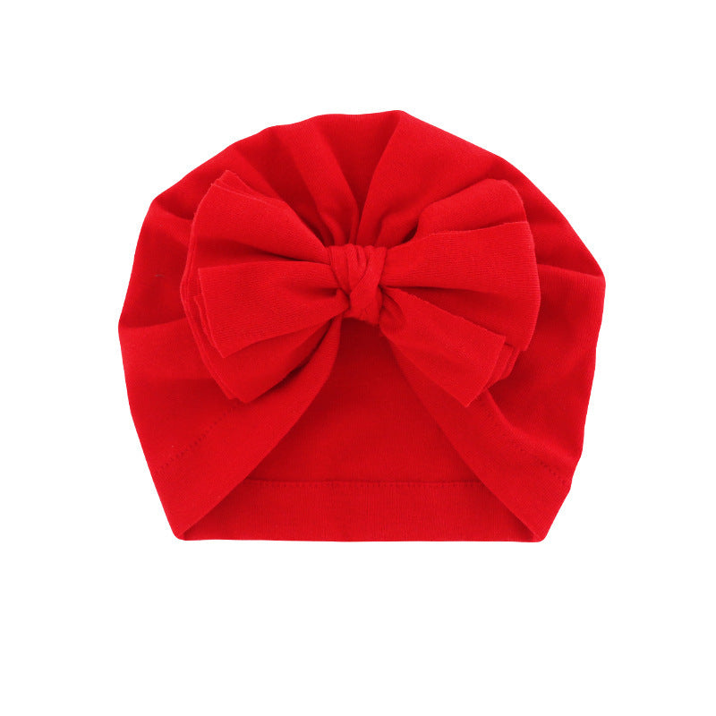 Hooded Hat with Bowknot Wrapped Turban Solid Color Hat