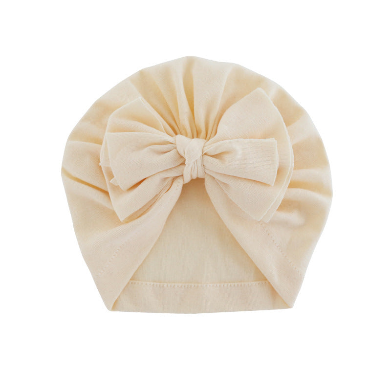 Hooded Hat with Bowknot Wrapped Turban Solid Color Hat