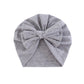 Hooded Hat with Bowknot Wrapped Turban Solid Color Hat