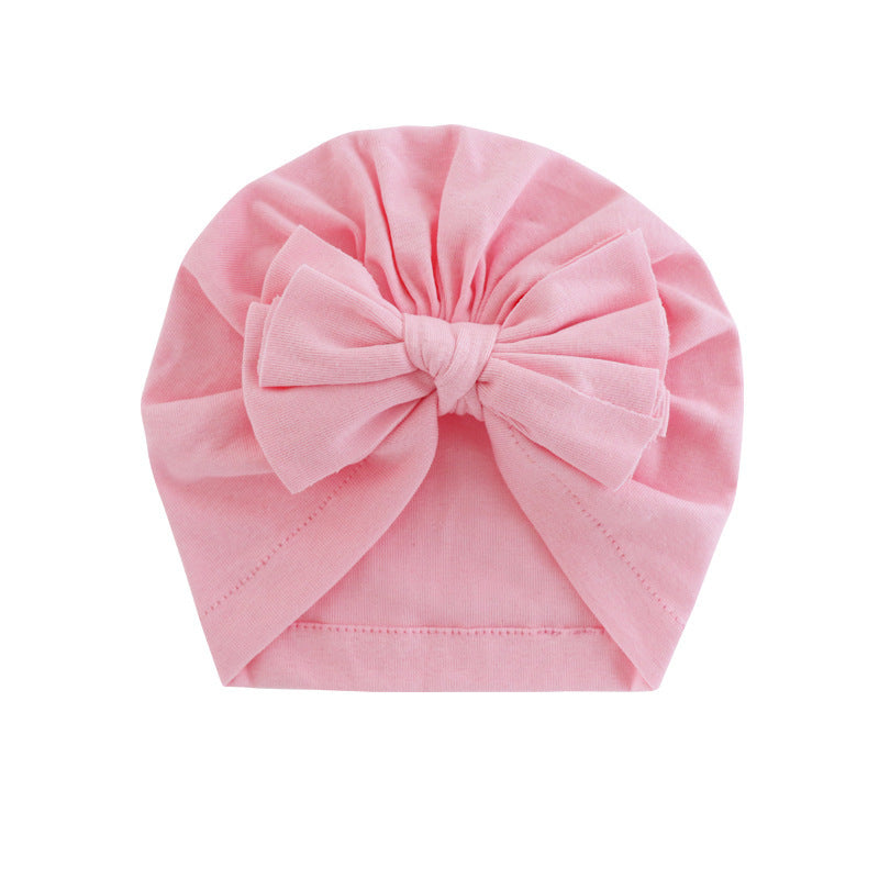 Hooded Hat with Bowknot Wrapped Turban Solid Color Hat