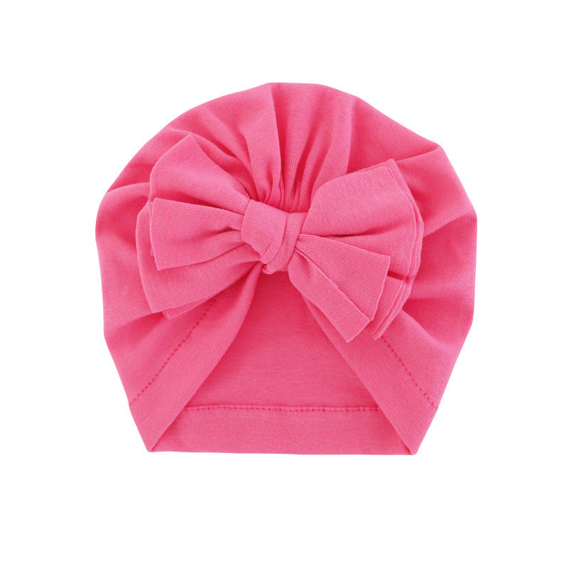 Hooded Hat with Bowknot Wrapped Turban Solid Color Hat