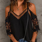 Lace V-neck Patchwork Top