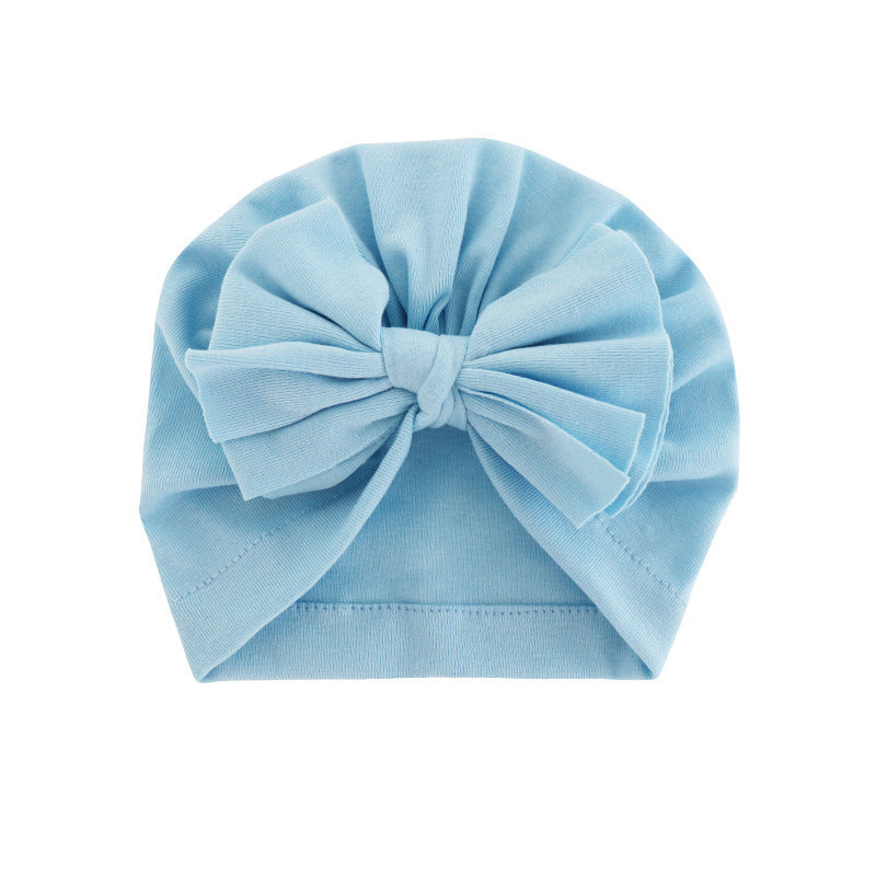 Hooded Hat with Bowknot Wrapped Turban Solid Color Hat