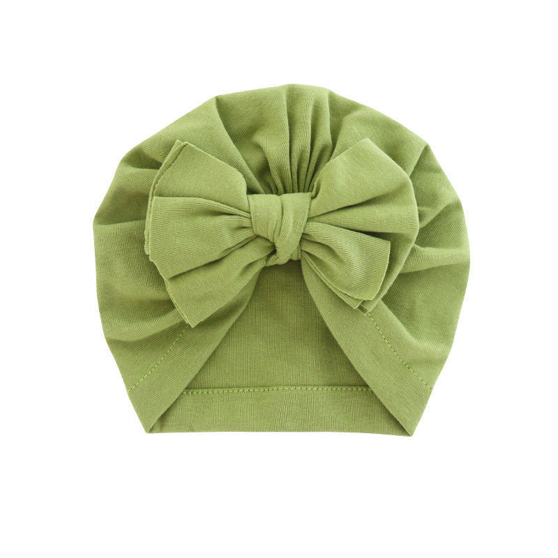 Hooded Hat with Bowknot Wrapped Turban Solid Color Hat