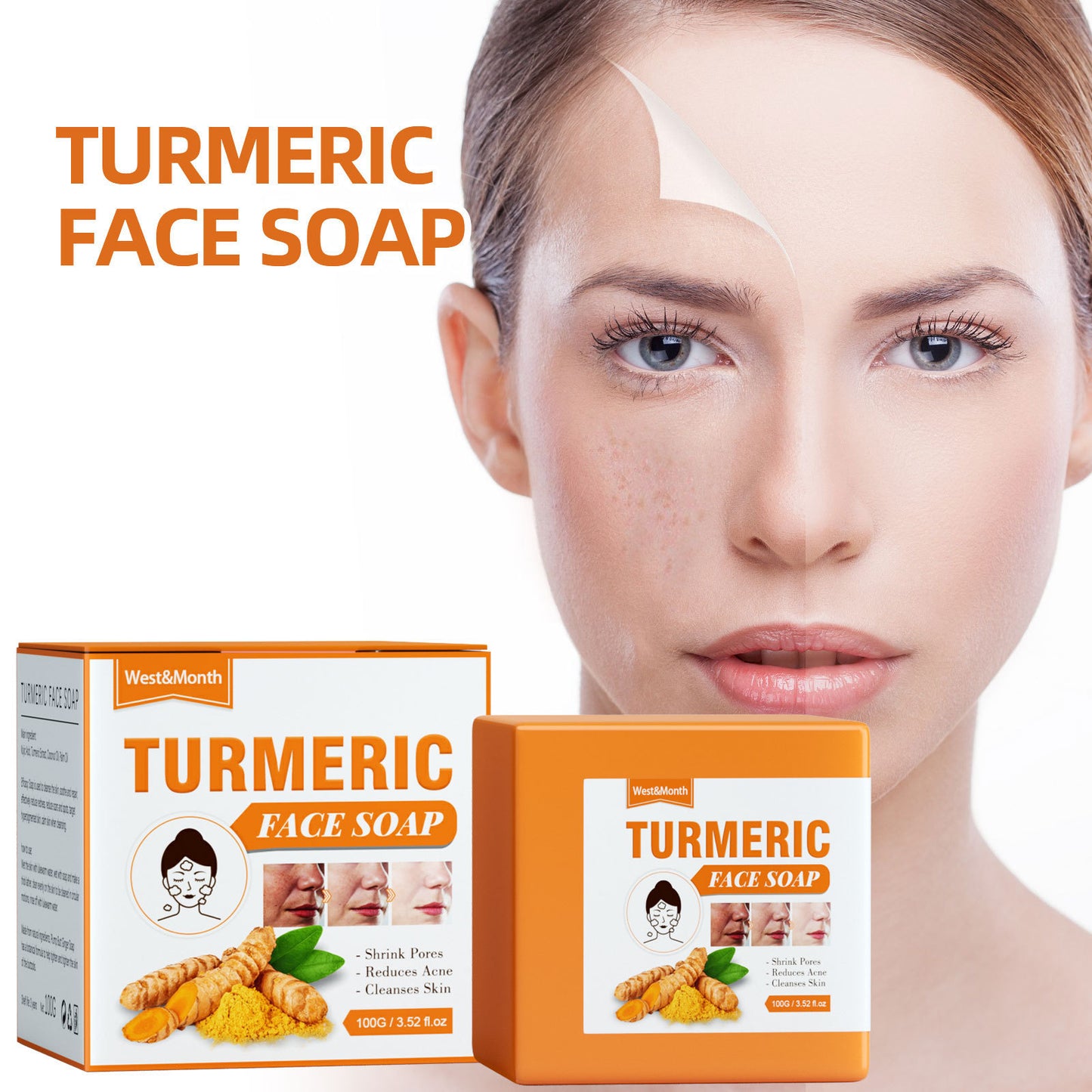 Turmeric Face Soap Facial Repair Gentle Cleaning Fade Spots