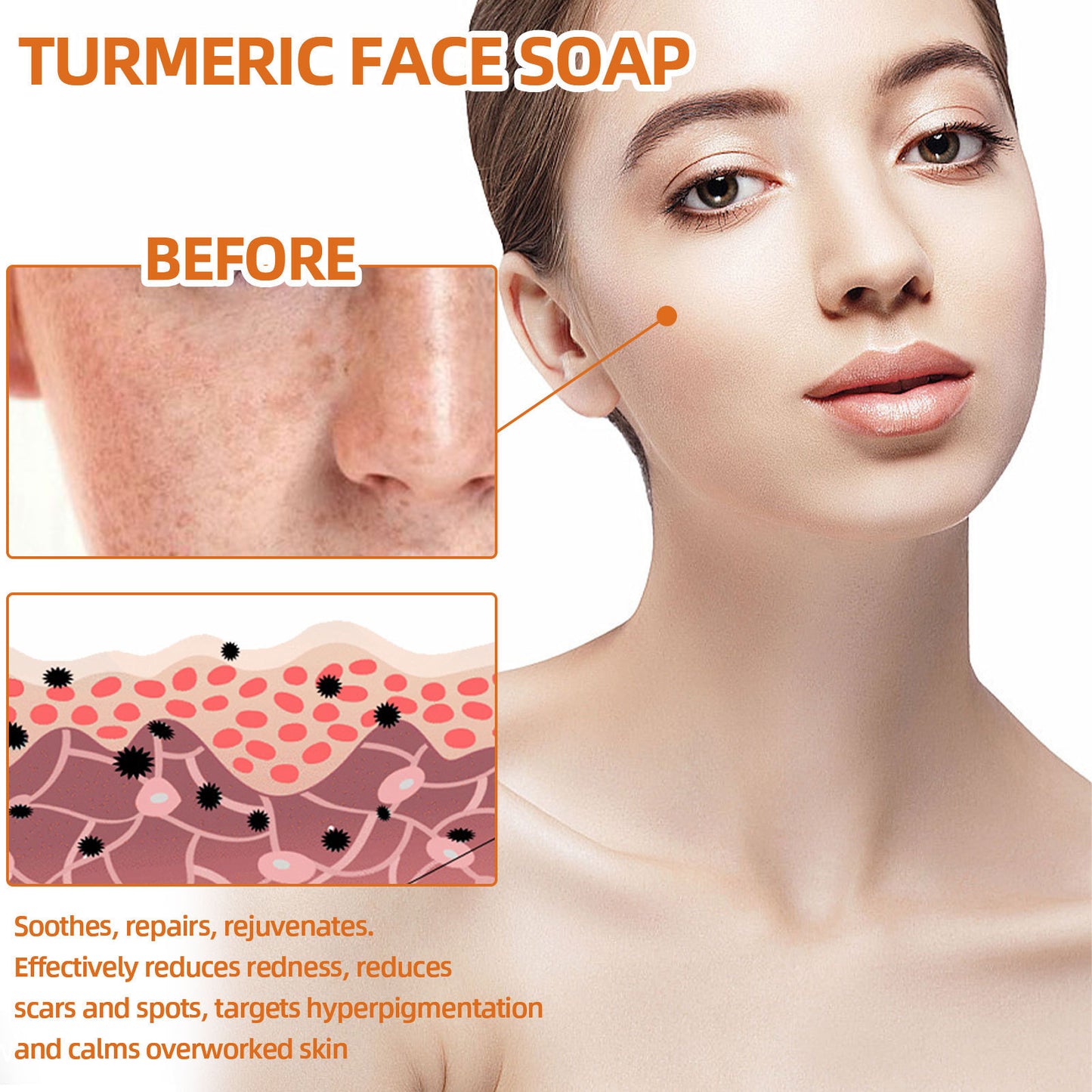 Turmeric Face Soap Facial Repair Gentle Cleaning Fade Spots