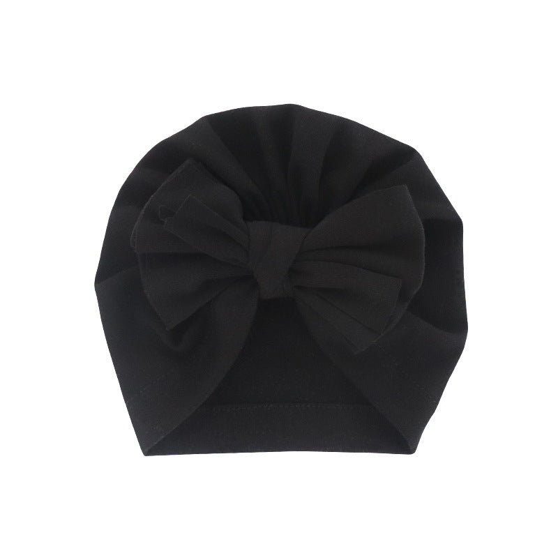 Hooded Hat with Bowknot Wrapped Turban Solid Color Hat