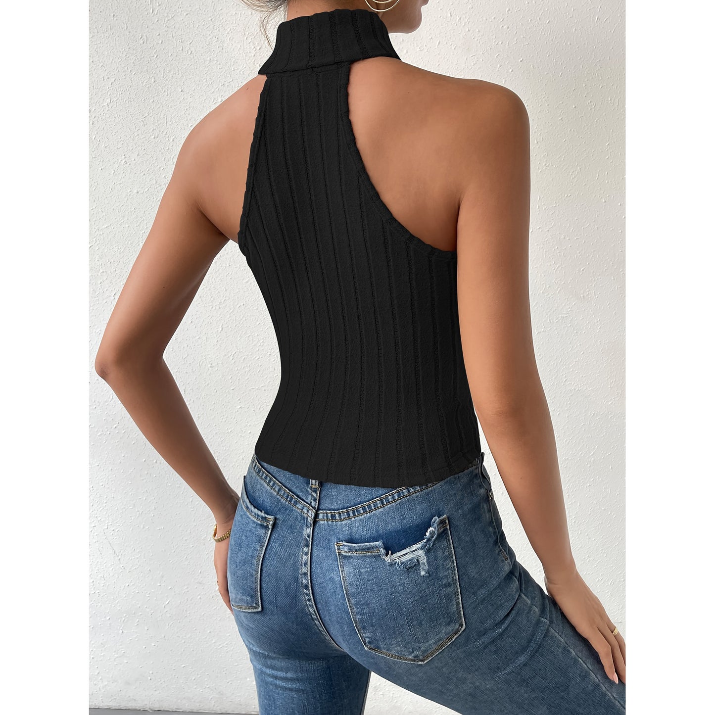 Sleeveless Slimming And Tight Knitted Top