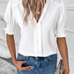 V-neck Graceful Puff Sleeve Solid Color Shirt