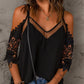 Lace V-neck Patchwork Top